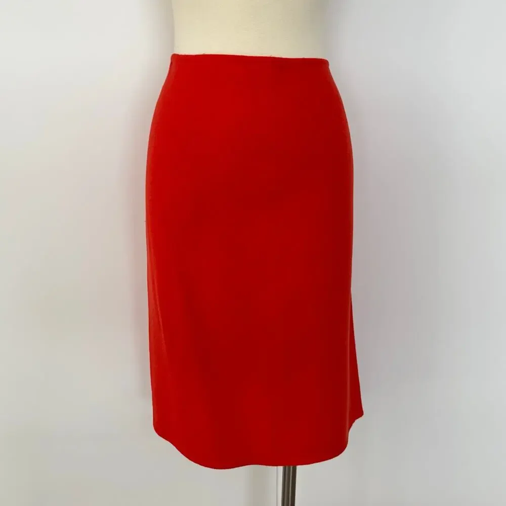 St. John Knit Wool Pencil Skirt Orange-Red Size 10